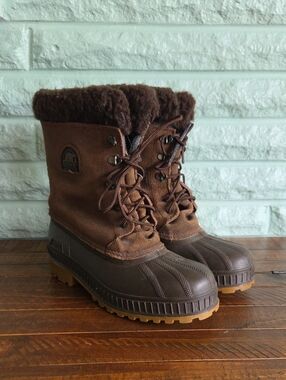 Sorel Brown Womens Winter Lace-Up Snow Boots Lined Size 6